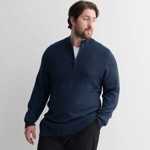 FLX Mens XXL Tall Quarter Zip Pullover Blue Textured Sweater Premium Work Dress